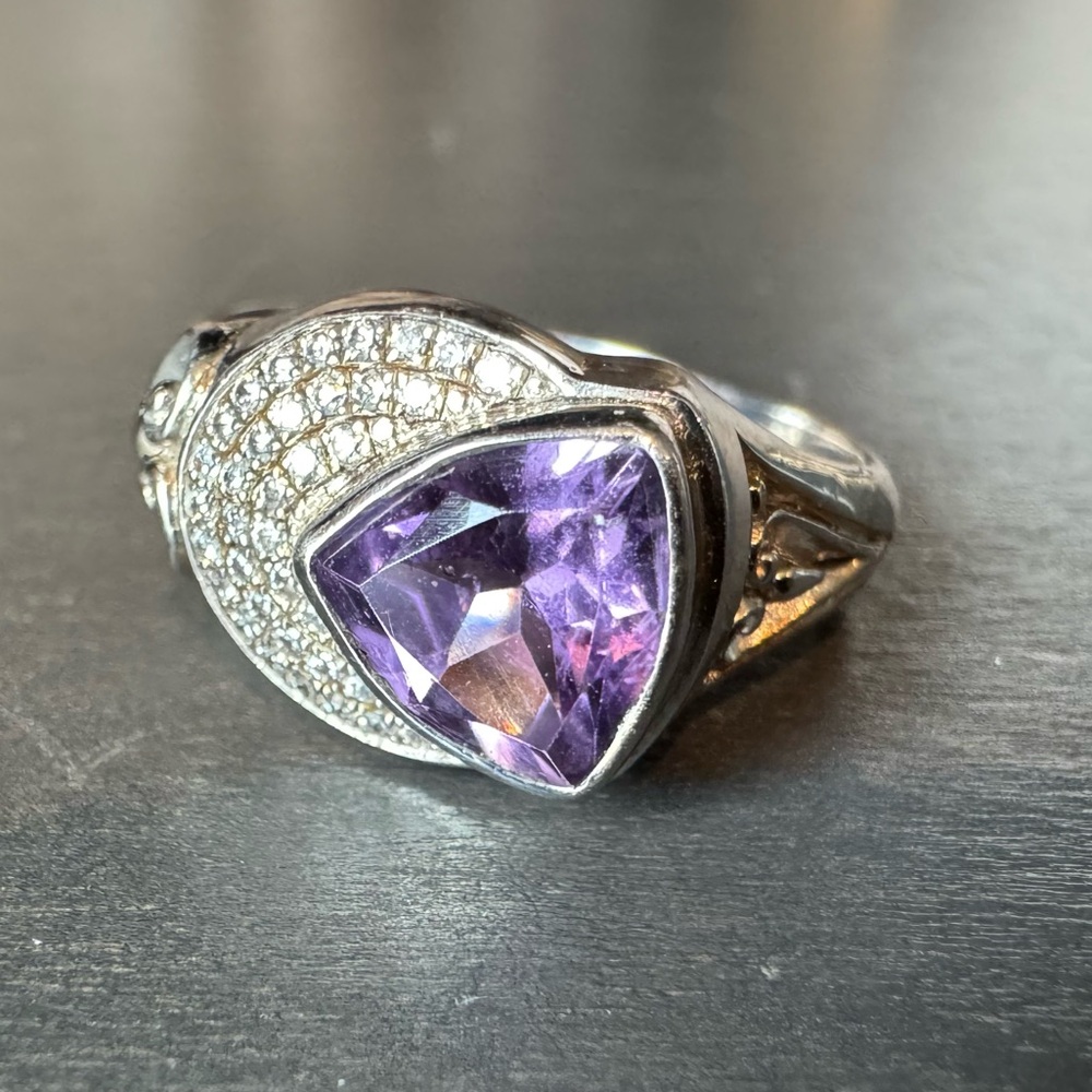 Amethyst & Cz Statement Ring - image 8